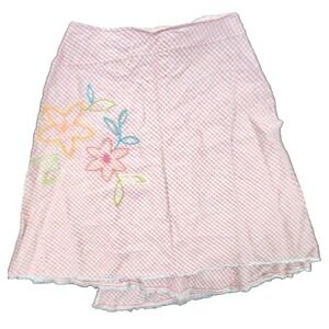 J. Jill Plaid Embroidered Flower Skirt Size 14